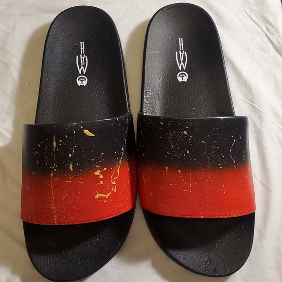 Mens Red Faded Slides - Picture 1 of 3